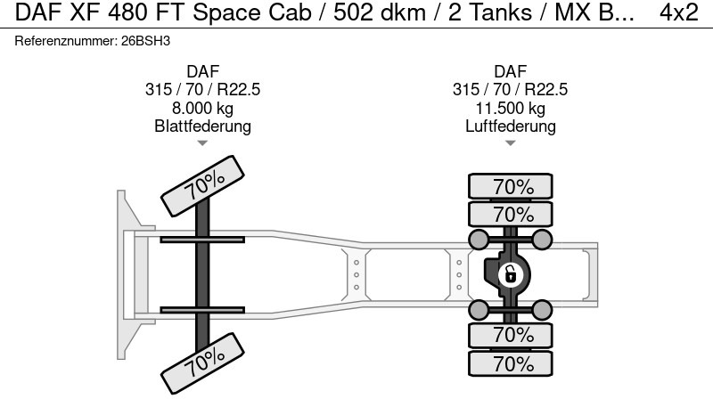 Tracteur routier DAF XF 480 FT Space Cab / 502 dkm / 2 Tanks / MX Brake / NL Truck: photos 19