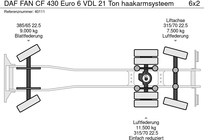 Camion ampliroll DAF FAN CF 430 Euro 6 VDL 21 Ton haakarmsysteem: photos 12
